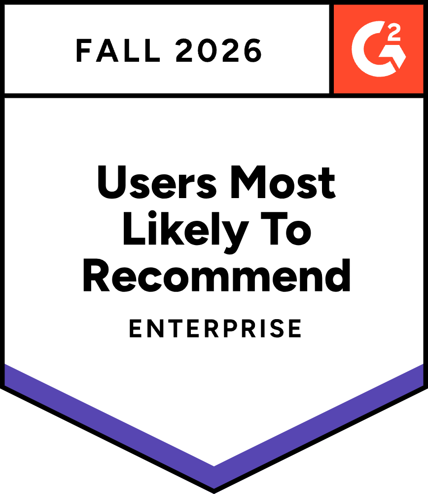 G2 Users Most Likely to Recommend Enterprise badge